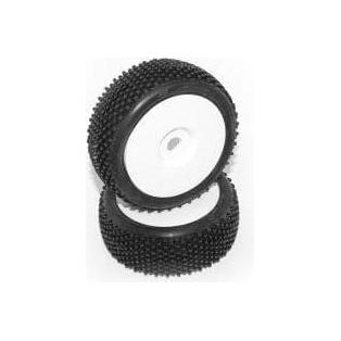 HB RACING Block Mounted Tyre (White/White Wheel/ 1/8 Buggy) (2)