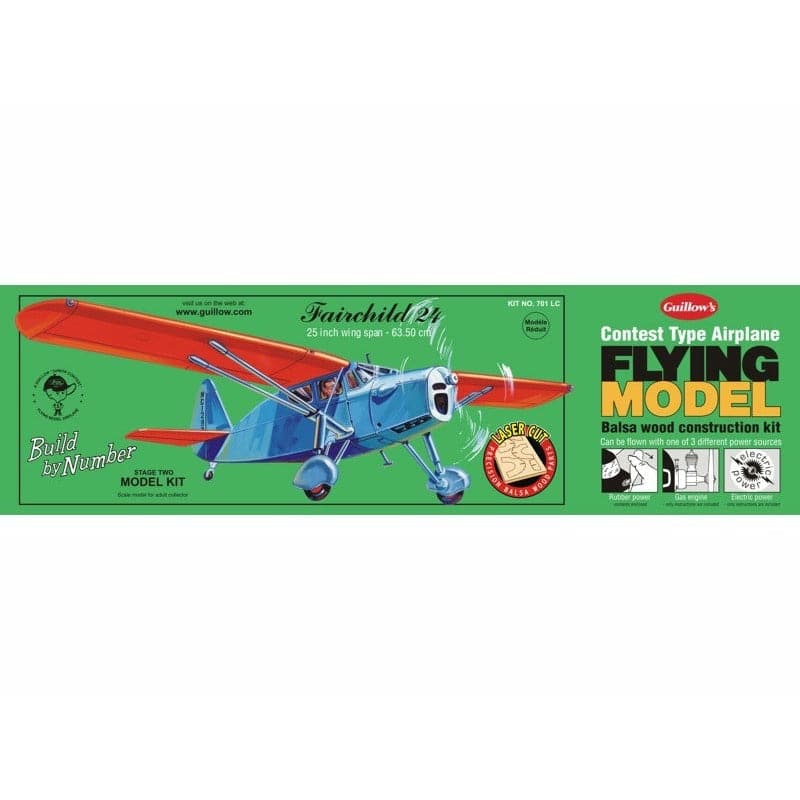 GUILLOWS Fairchild 24 Laser Cut Balsa Flying Model Kit