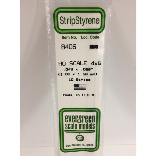 EVERGREEN 8406 35cm HO-Scale Strips 4 x 6 (10)
