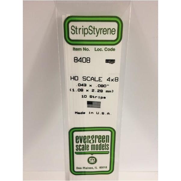 EVERGREEN 8408 35cm HO-Scale Strips 4 x 8 (10)