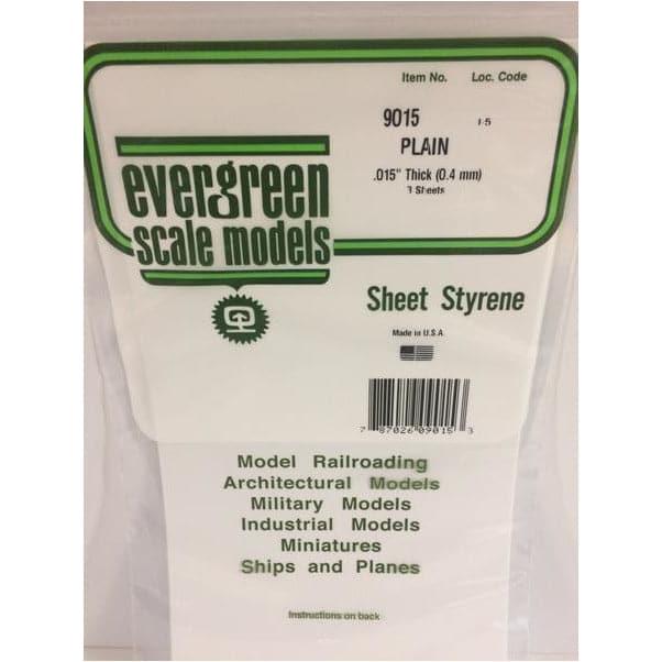 EVERGREEN 9015 15 x 30cm Styrene Sheet .015 (3)