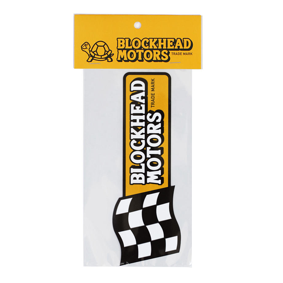 BLOCKHEAD MOTORS Checker Flag Logo Sticker