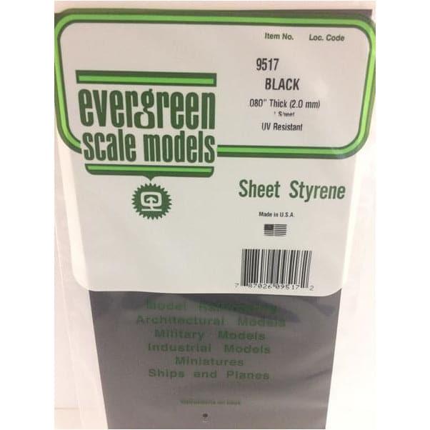 EVERGREEN 9517 15 x 30cm Black Styrene Sheet .080 (1)