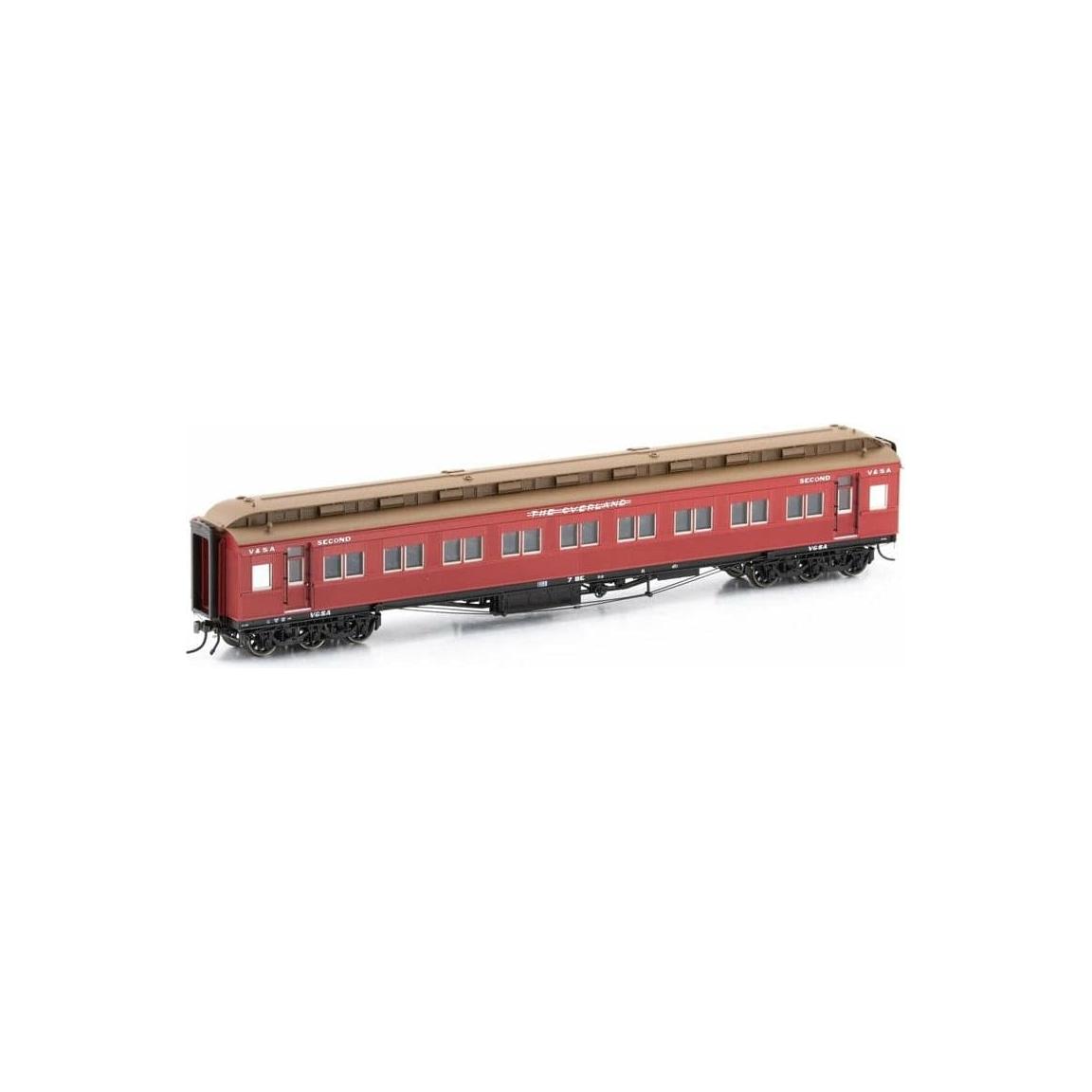 AUSCISION HO The Overland, Carriage Red with Etched "The Overland" Nameplate - 4 Car Set