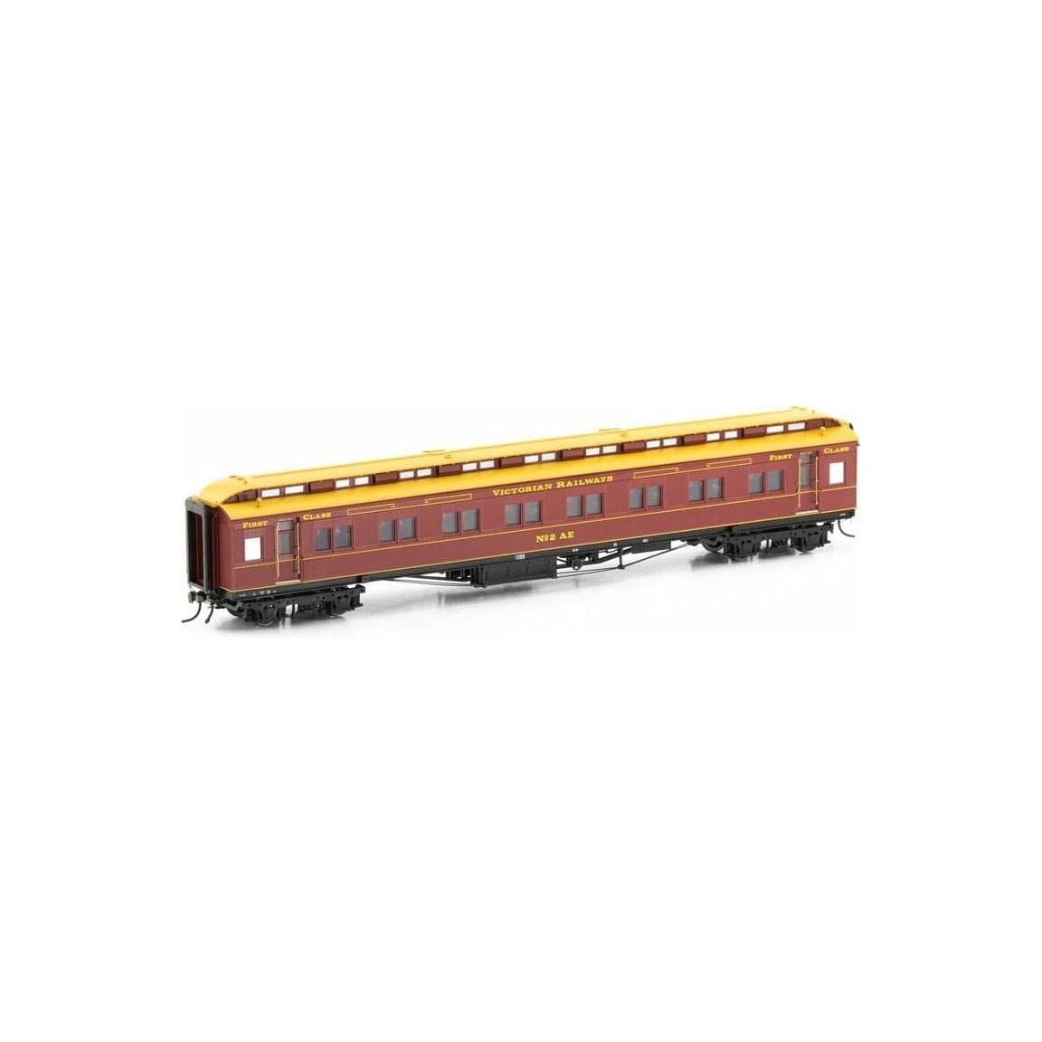 AUSCISION HO Victorian Railways Heritage AE First Class Car, Brown with Pinstriping & 4 Wheel Bogie, 2-AE - Single Car