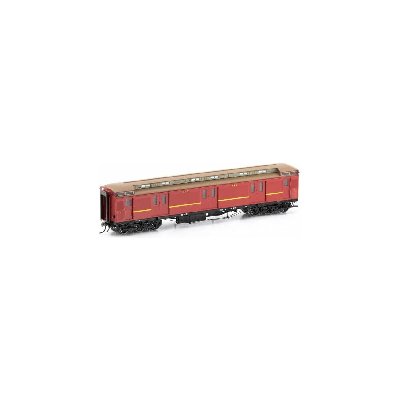 AUSCISION HO Steamrail Carriage Red with Yellow Stripe - 4 Car Set