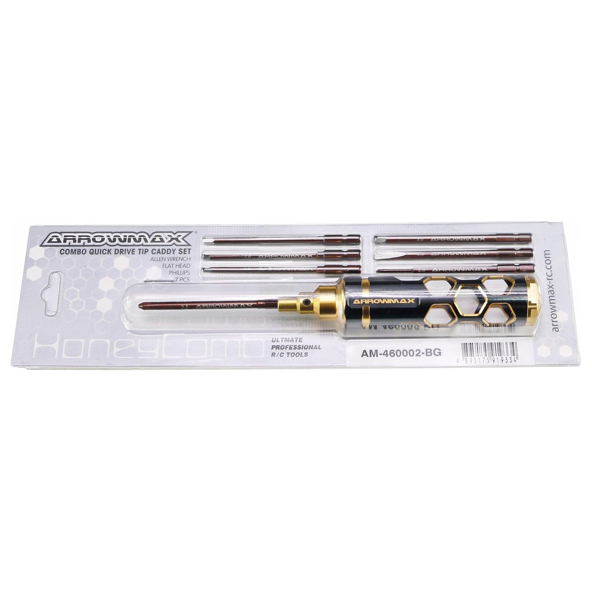 ARROWMAX Combo Quick Drive Tip Caddy Set - Metric - 7 Pcs Black Golden