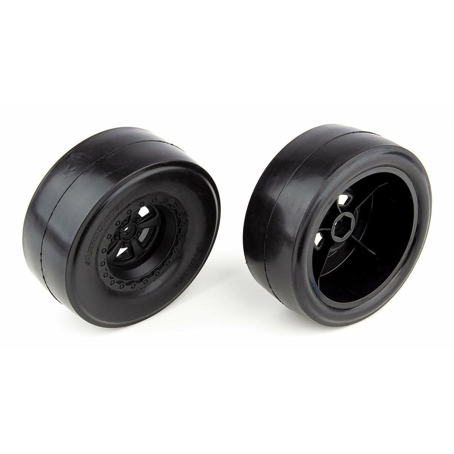 TEAM ASSOCIATED DR10 Rear Wheels and Drag Slick Tyres, Mounted