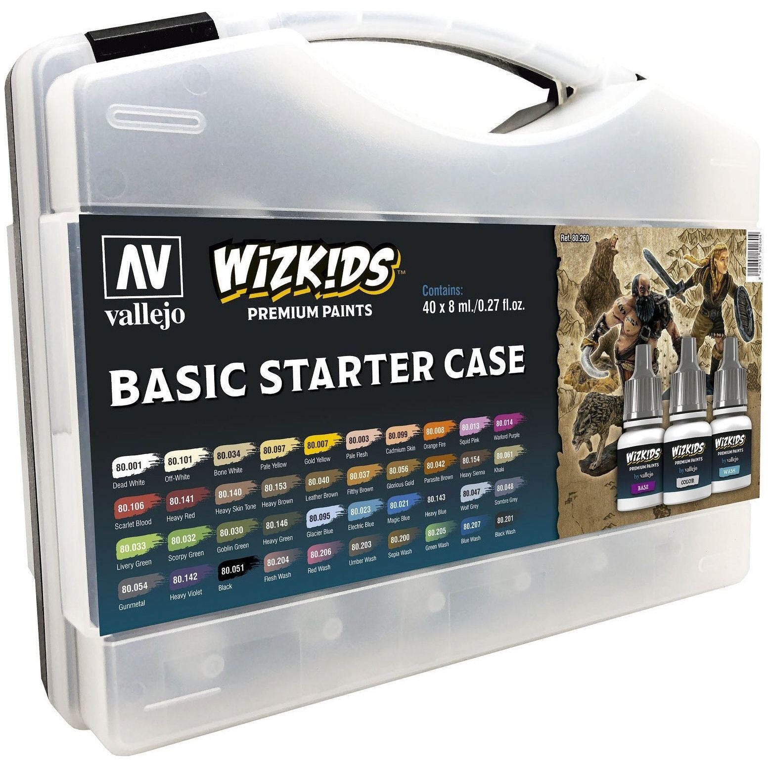 VALLEJO Basic Starter Case Wizkids Paints (40 Colour Set)