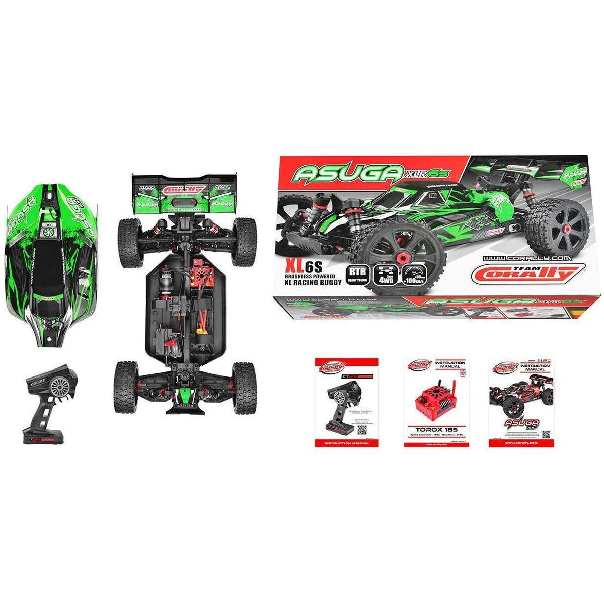 TEAM CORALLY Asuga XLR 6S - RTR - Green Brushless Power 6S - No Battery - No Charger
