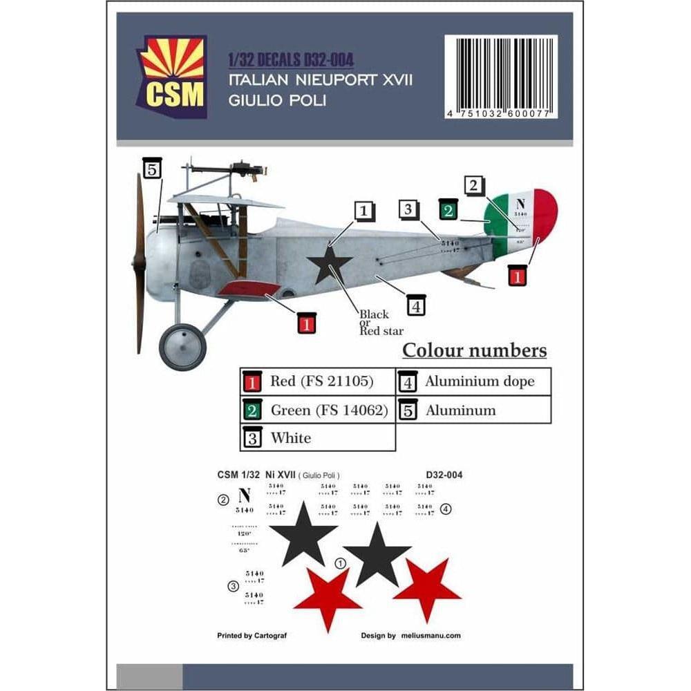 COPPER STATE MODELS DECAL Nieuport XVII, Giulio Poli person