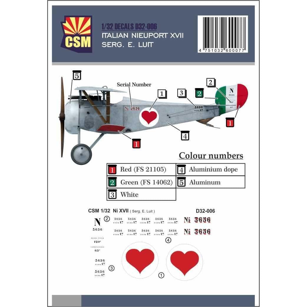 COPPER STATE MODELS DECAL Nieuport XVII, Serg. E. Luit pers