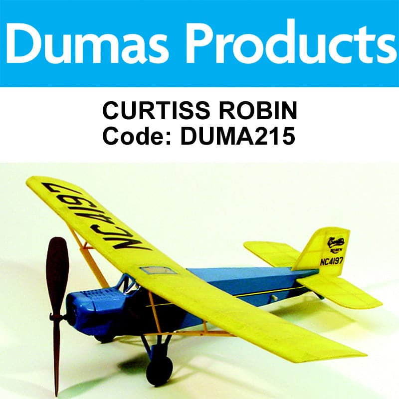 DUMAS Curtiss Robin Walnut Scale 17.5 Inch Wingspan Rubber Powered Plane