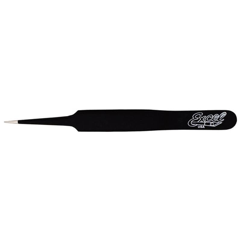 EXCEL 4.5" Straight Point Tweezers (Black)