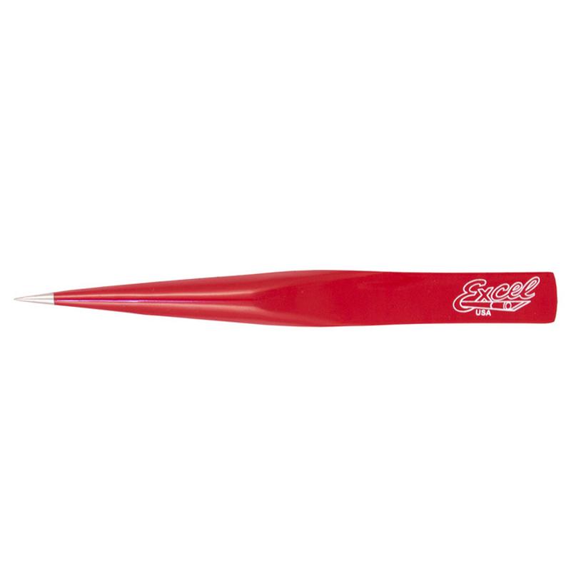 EXCEL 4.5" Hollow Handle Tweezers (Red)