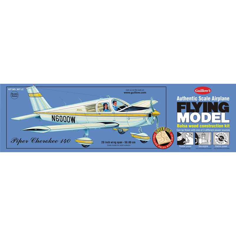 GUILLOWS 1/20 Piper Cherokee 140 - Laser Cut Balsa