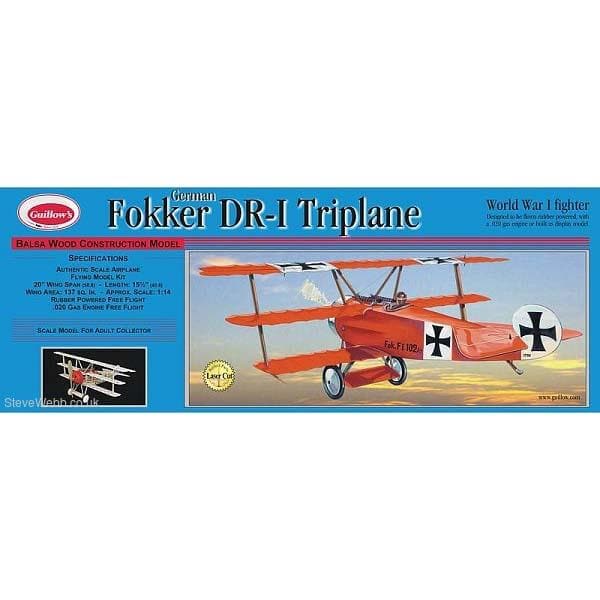 GUILLOWS 1/16 Fokker DR-I Triplane Balsa Flying Model Kit