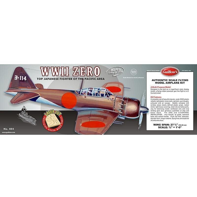 GUILLOWS 1/16 Mitsubishi Zero Laser Cut Balsa Plane Model Kit