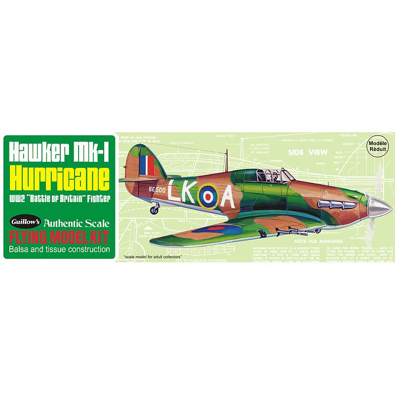 GUILLOWS 1/30 Hawker MK-1 Hurricane Balsa Plane Model Kit