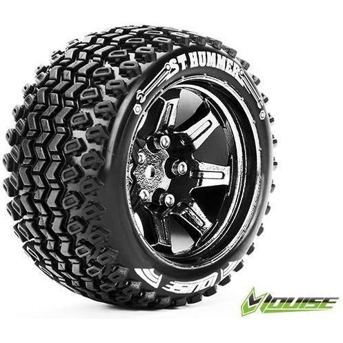 LOUISE ST-Hummer 1/10 Tyres Mounted, Chrome Rims (2)