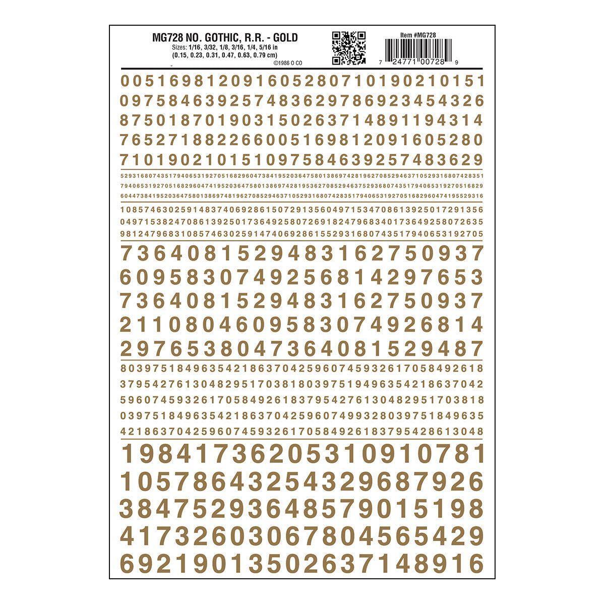 WOODLAND SCENICS Numbers Gothic R.R. Gold