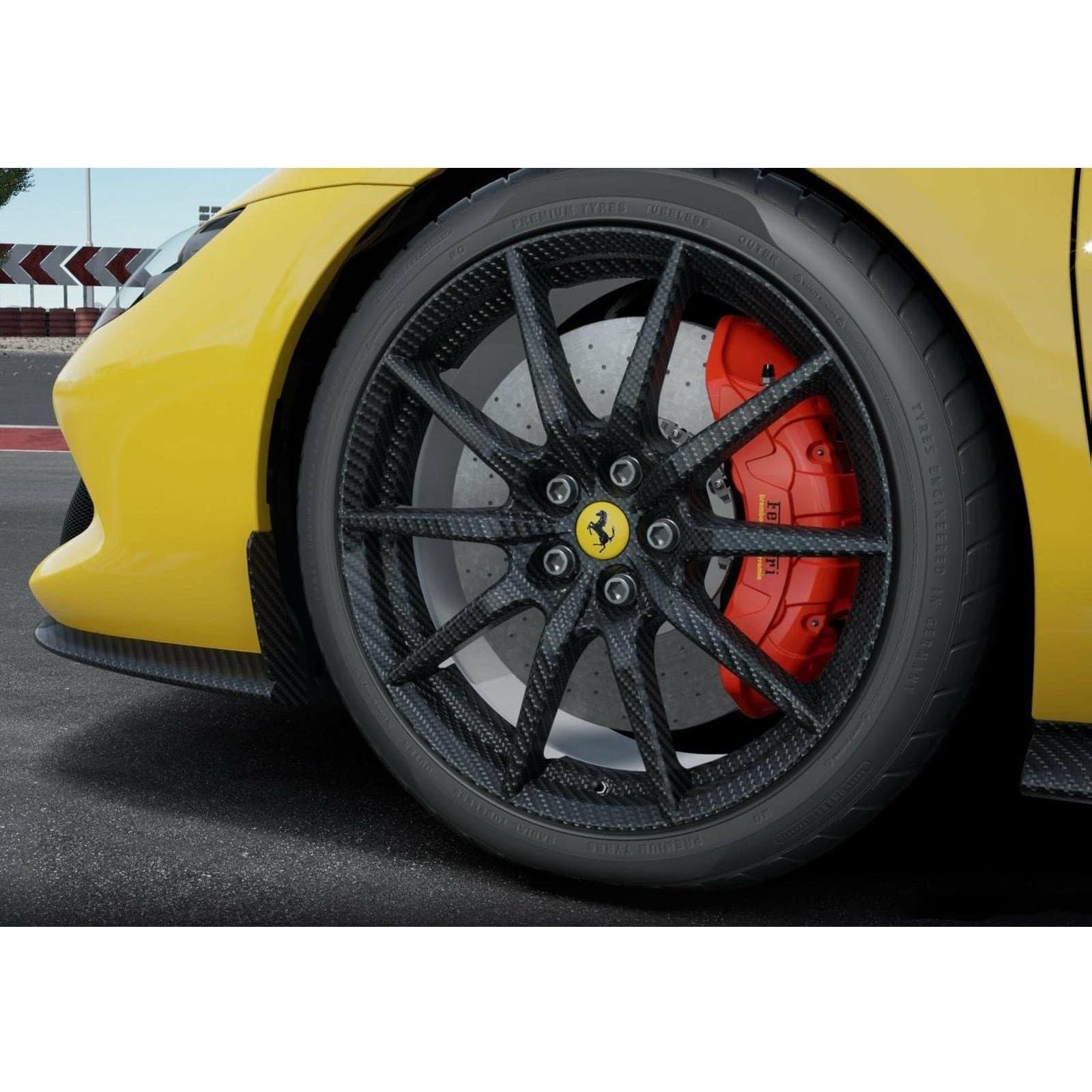 BBR 1/18 Ferrari 296 GTB Giallo Modena Carbon Replica Wheels