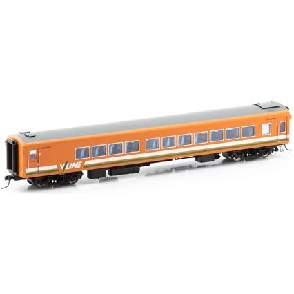 POWERLINE HO Victorian 'Z' Carriage V/Line 258BCZ Tangerine with Green and White Stripe Economy