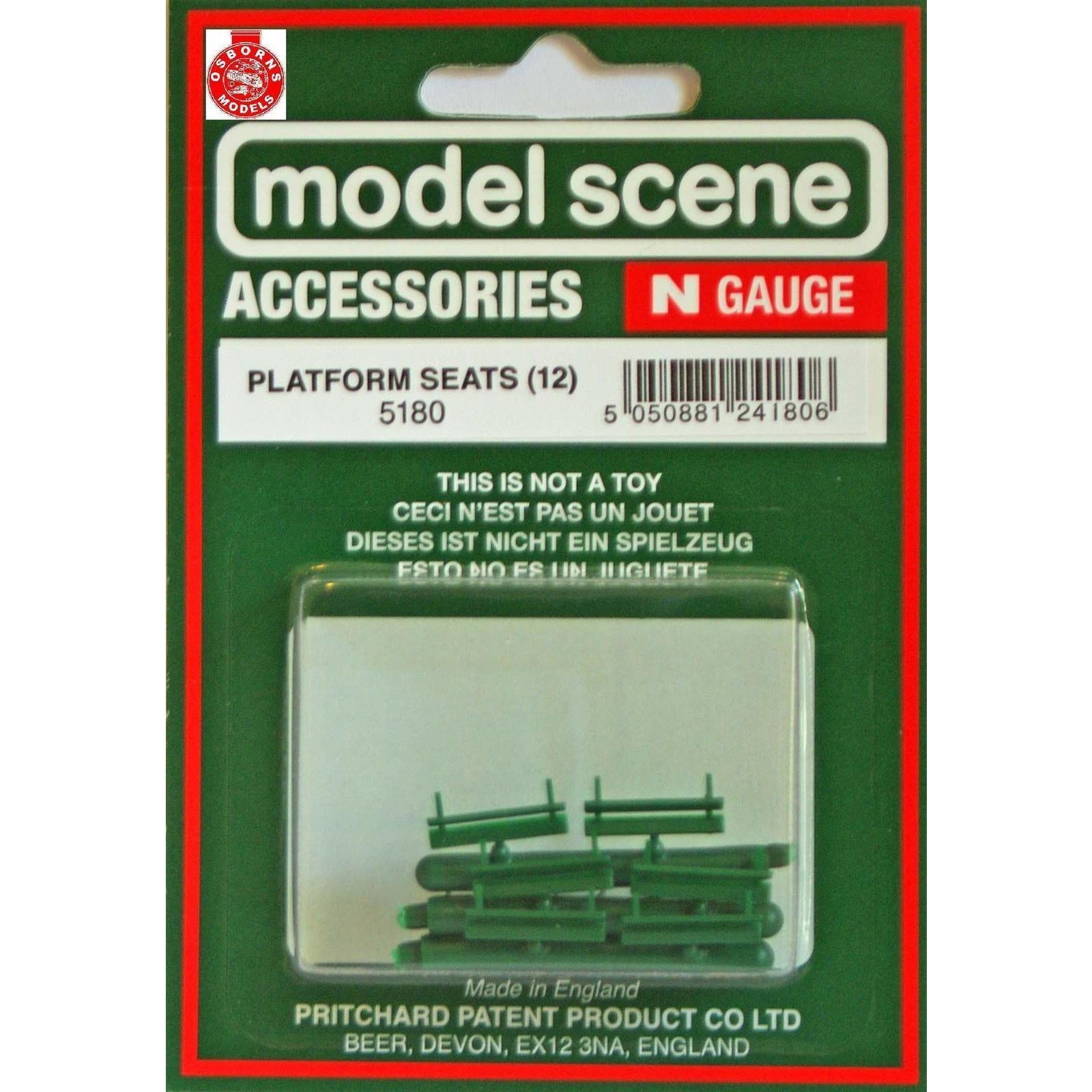 PECO Model Scene N Platform Seats Green (5180)