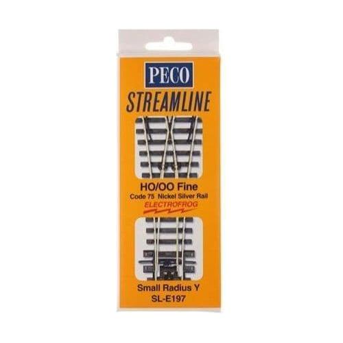 PECO OO/HO Streamline Y Turnout, Small Radius Electrofrog Code 75 (SLE197)