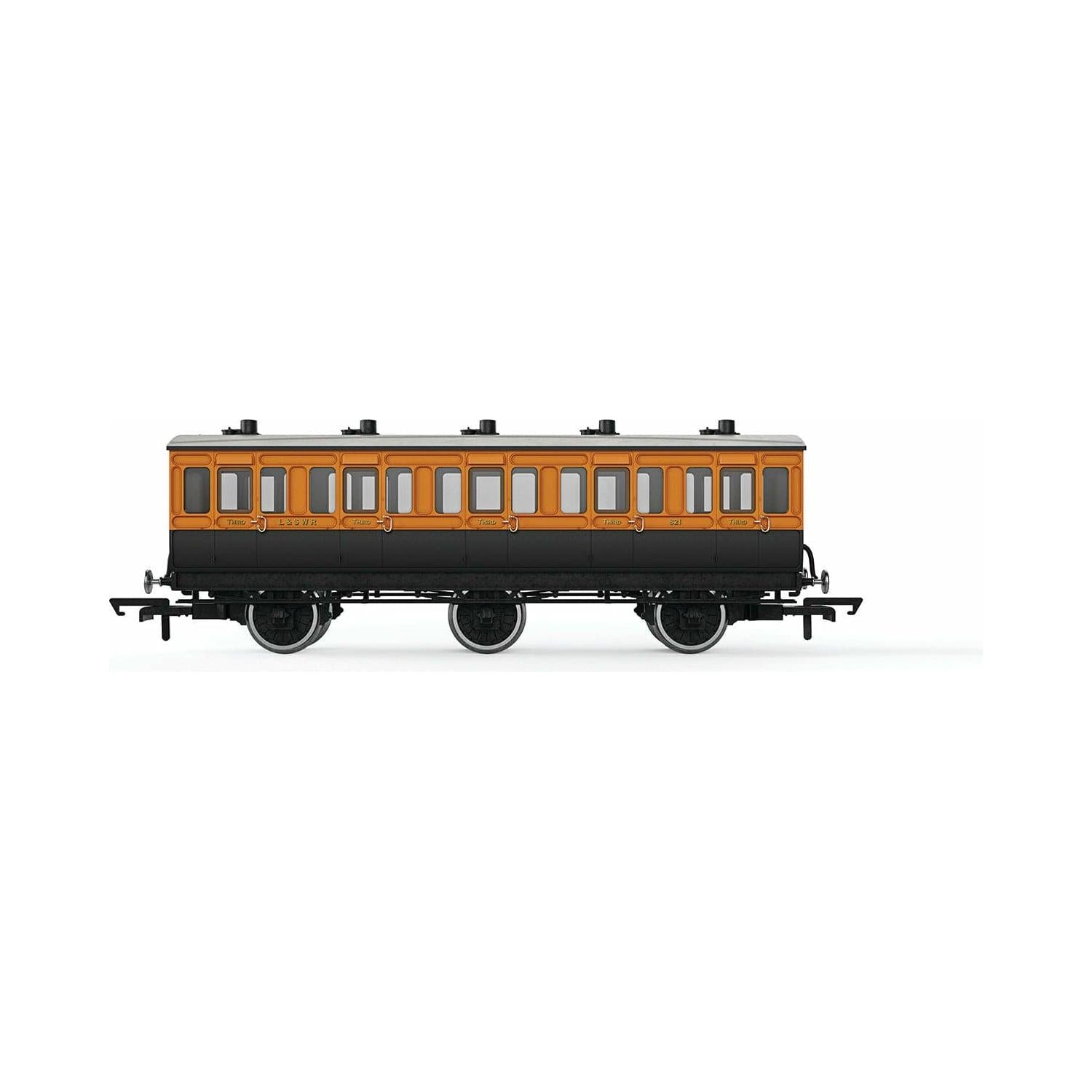 HORNBY OO LSWR, 6 Wheel Coach, 3rd Class, 821 - Era 2