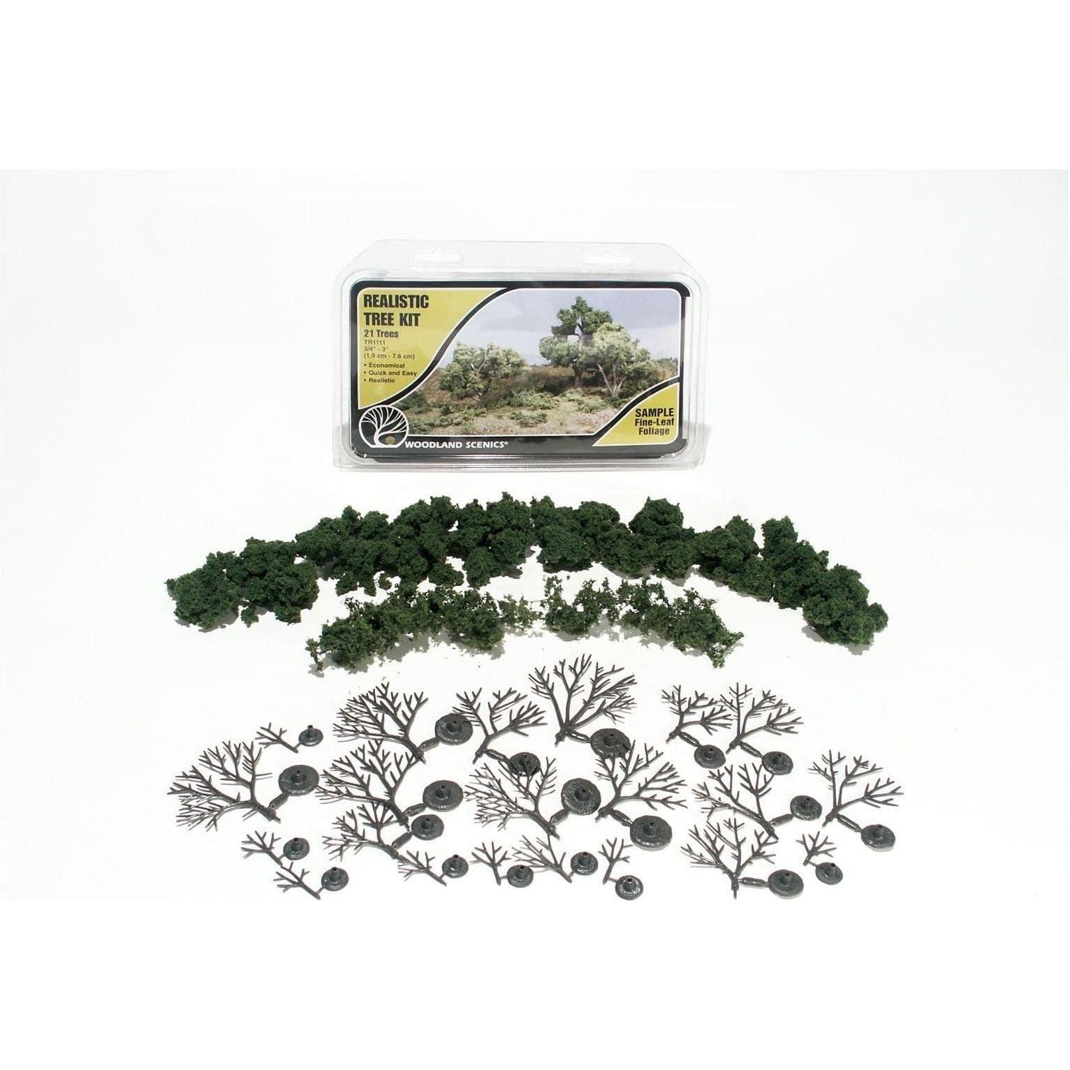WOODLAND SCENICS 3/4" to 3" Medium Green Realistic Tree Kit