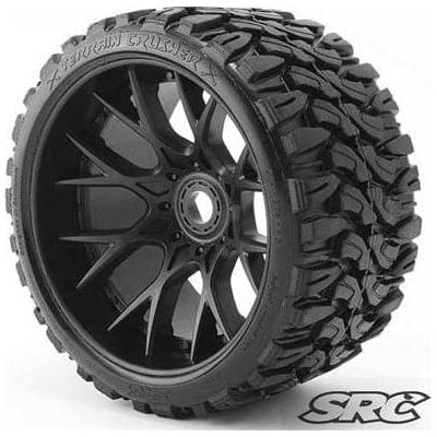 SWEEP Terrain Crusher Off Road Tyre 1/2 Offset Black Wheels (1 Pair)