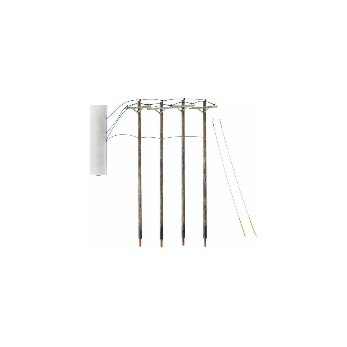 WOODLAND SCENICS Pre-Wired Poles - Single Crossbar - N Scal