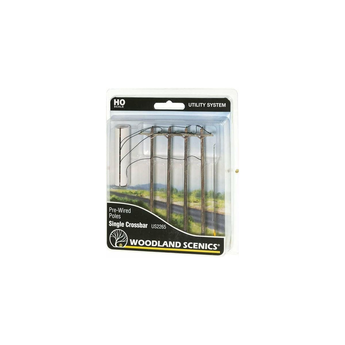 WOODLAND SCENICS Pre-Wired Poles - Single Crossbar - HO Sca