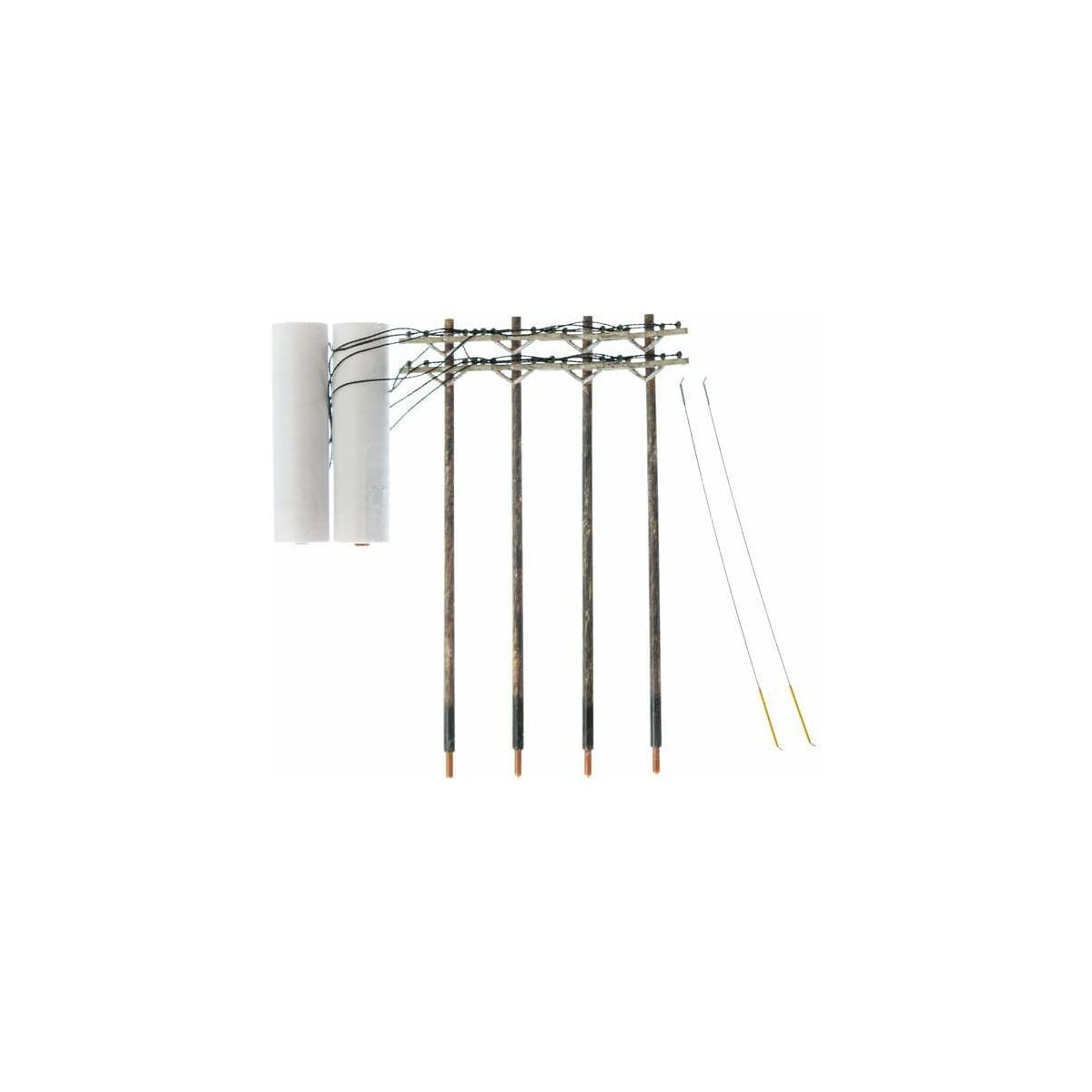 WOODLAND SCENICS Pre-Wired Poles - Double Crossbar - HO Sca