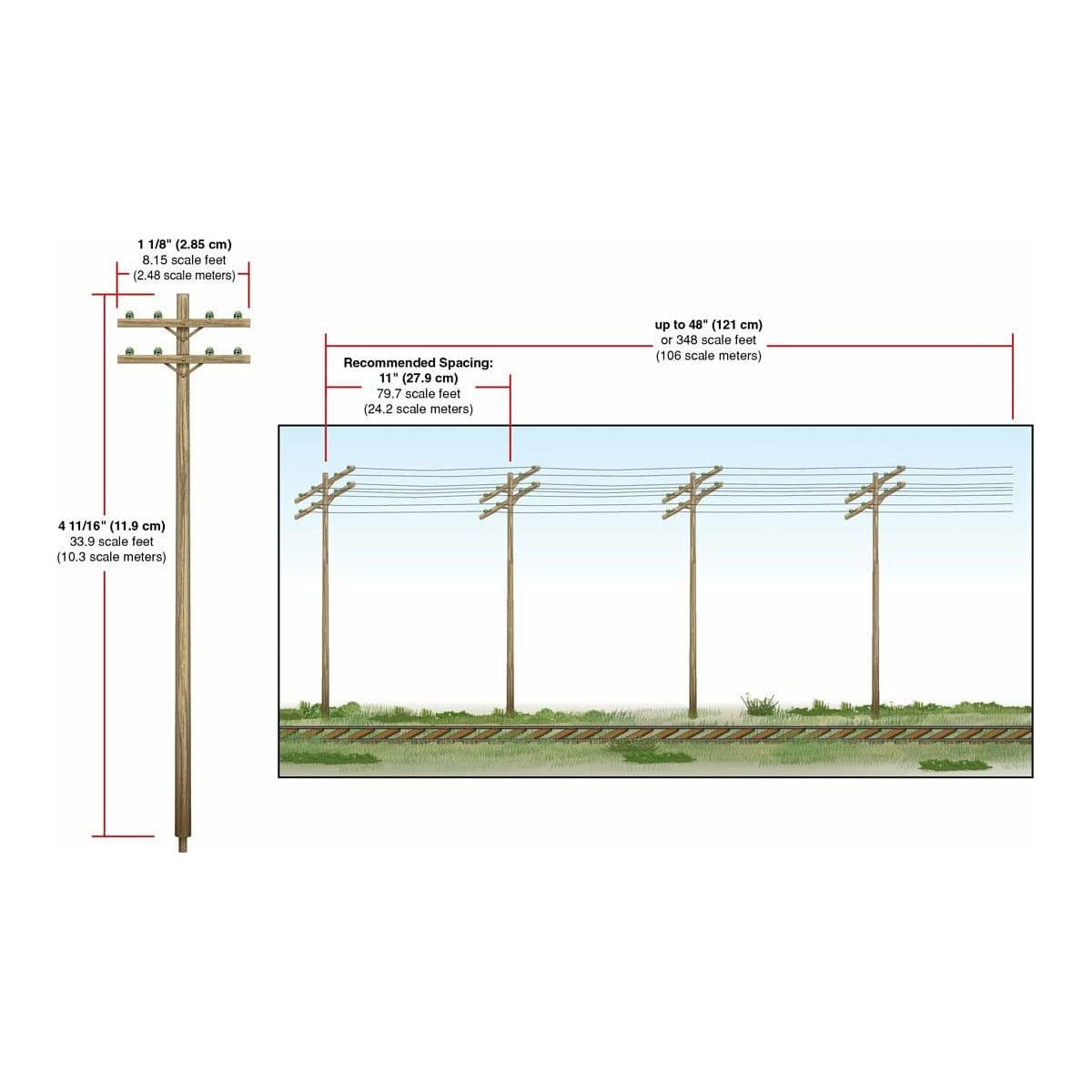 WOODLAND SCENICS Pre-Wired Poles - Double Crossbar - HO Sca