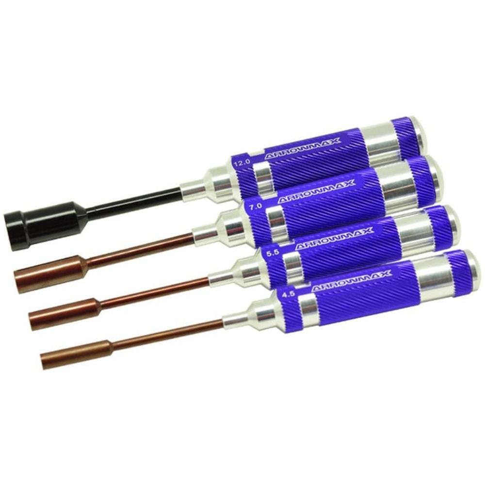 ARROWMAX Nut Driver Set 4.5 5.5 7.0 & 12.0 X 100mm- 4-Teili