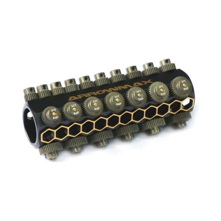 ARROWMAX Set Of 28 Alu Pinions 64DP With Caddy 21T ~ 48T