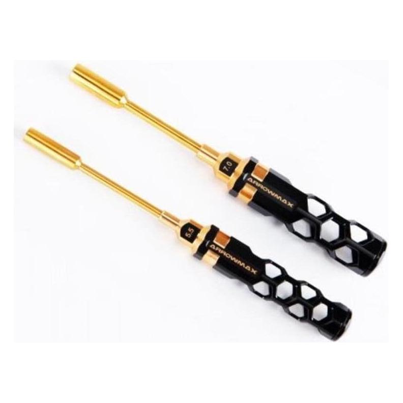ARROWMAX Nut Driver Set 5.5 & 7.0 X 100mm - 2-Teilig, Black Golden