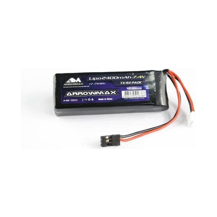 ARROWMAX AM LiPo 2400mAh 2S TX/RX 7.4V Battery Flat Pack