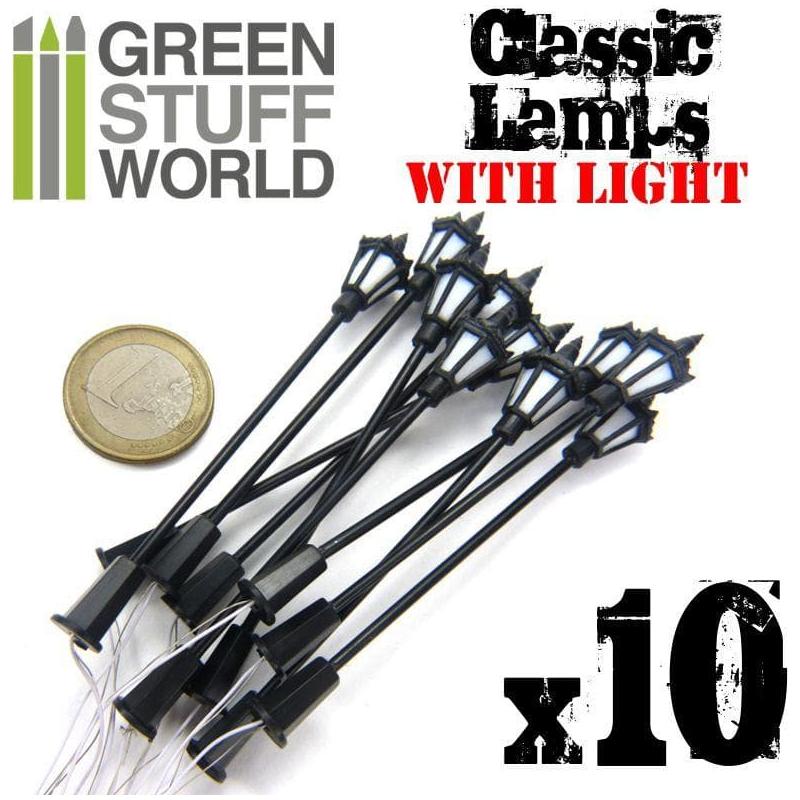GREEN STUFF WORLD Plastic Classic Lamps 8,50cm - Pack x 10