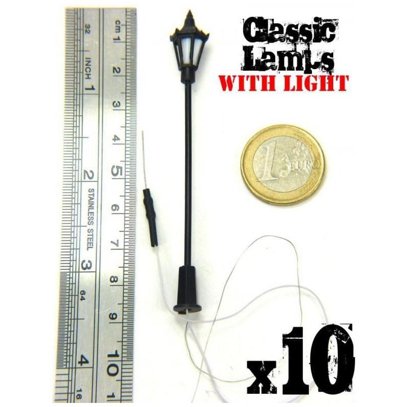 GREEN STUFF WORLD Plastic Classic Lamps 8,50cm - Pack x 10
