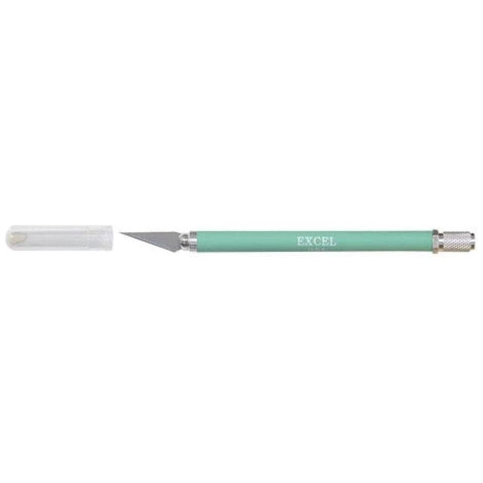 EXCEL K18 Soft Grip Knife Non Roll with Safety Cap (Green)