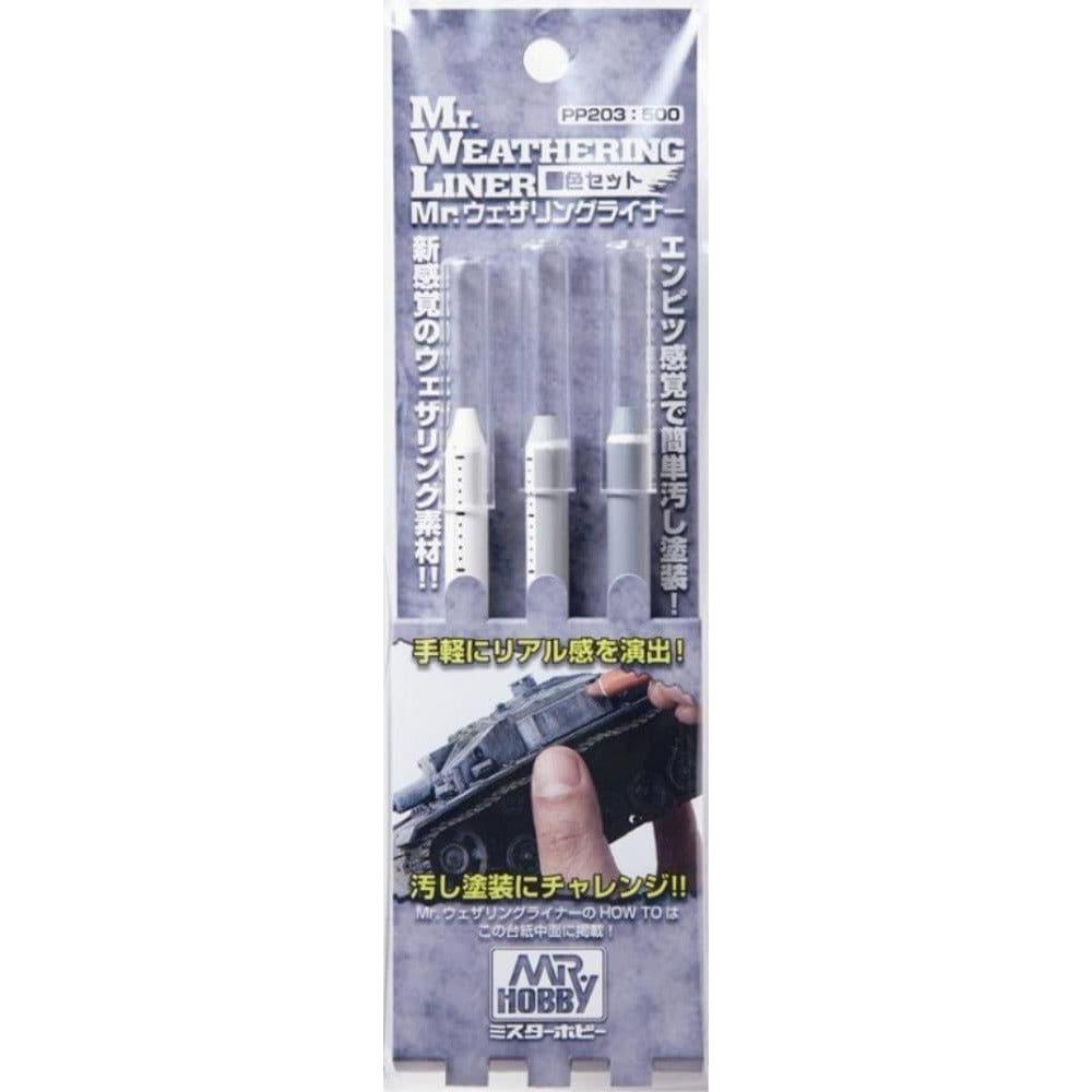 MR HOBBY Mr Weathering Liner Set 3 (3 pcs asst) - PP203 - Hearns Hobbies Melbourne - MR HOBBY