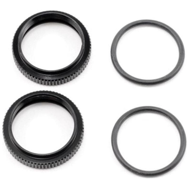 (Clearance Item) HB RACING Big Bore Shock Spring Adjust Nut (Black/2pcs)