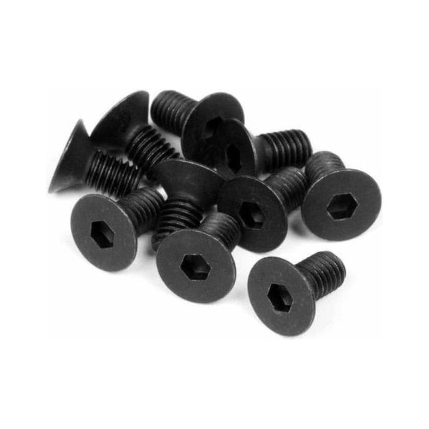 HB RACING Flat Head Screw M3x6mm (Hex Socket/10pcs)