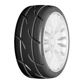 GRP 1/8 GT - T03 Revo - XM4 Soft Medium - Mounted on New 20 Spoked Rigid White Wheel (1 Pair)
