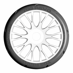 GRP 1/8 GT - T04 Slick - XM2 SuperSoft - Mounted on New 20 Spoked Rigid White Wheel - 1 Pair