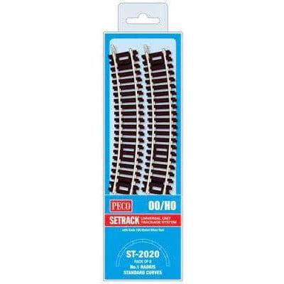 PECO OO/HO Setrack Standard Curves 1st Radius, ST220 x 8 Code 100 (ST2020)
