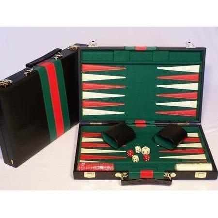 Backgammon Set  Black Vinyl Case 15"